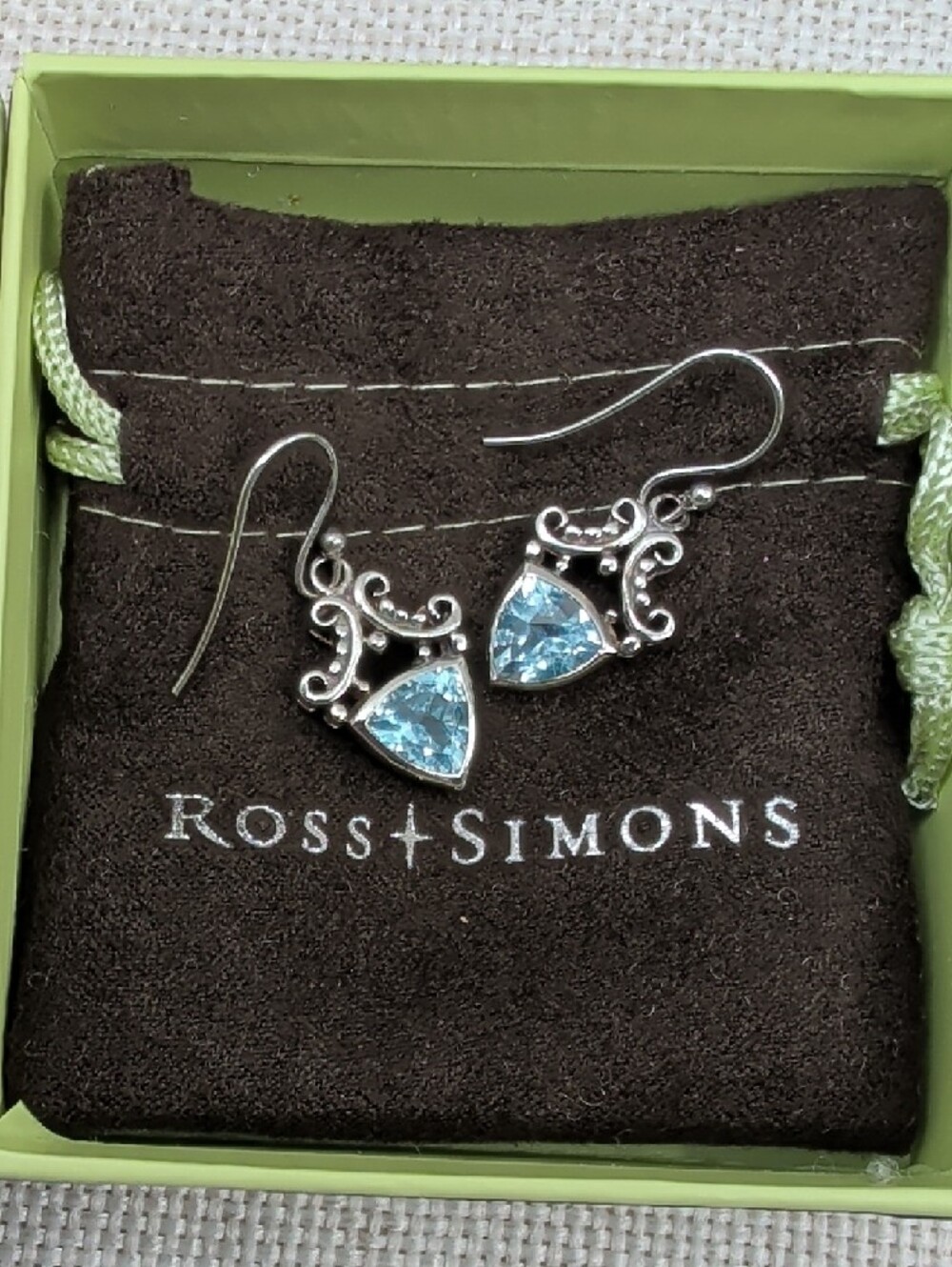 Ross-Simons 925 Sterling Silver Sky Blue Topaz Bali Drop Earrings - Picture 3 of 17